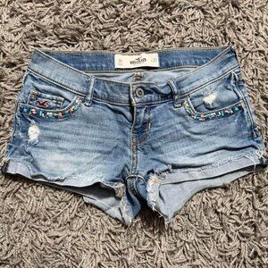 Hollister Light Wash Y2K Mini Denim Low Rise Shorts Size 00